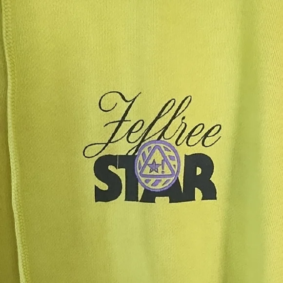 Jeffree Star Neon Yellow Green Hoodie with Script Sleeve - Picture 3 of 10